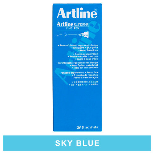 Artline Supreme Fineliner Pen 0.4mm Sky Blue Box of 12
