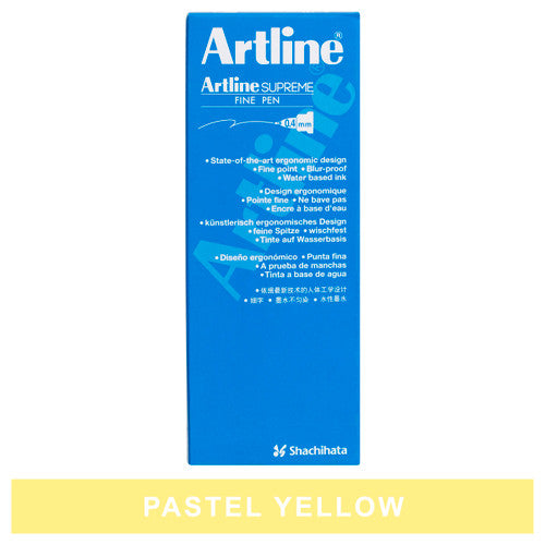Artline Supreme Fineliner Pen 0.4mm Pastel Yellow Box of 12