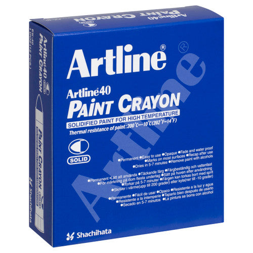 Artline 40 Permanent Paint Crayon Marker Bullet Black Box 12