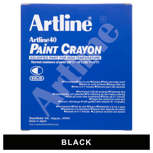 Artline 40 Permanent Paint Crayon Marker Bullet Black Box 12
