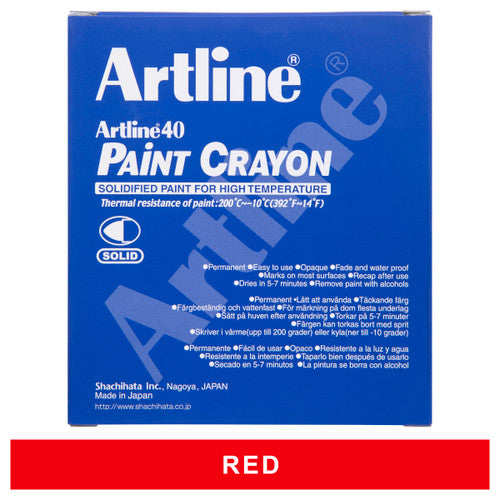 Artline 40 Permanent Paint Crayon Marker Bullet Red Box 12