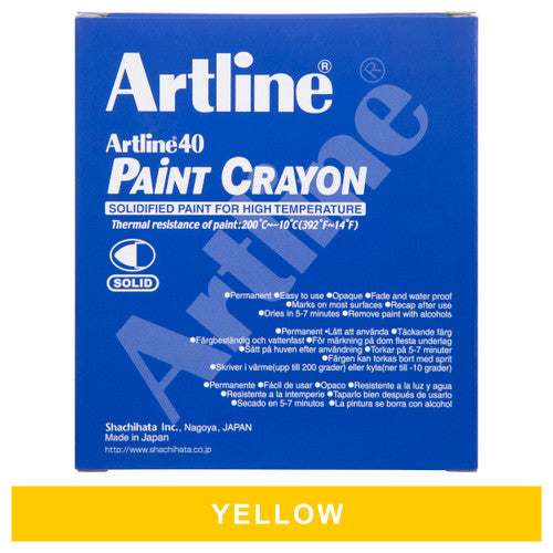 Artline 40 Permanent Paint Crayon Marker Bullet Yellow Box 12