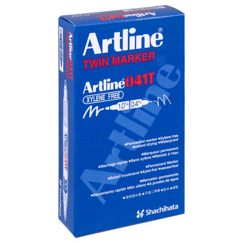 Artline 041T Dual Nib Permanent Marker Black Box of 12