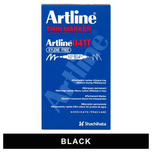 Artline 041T Dual Nib Permanent Marker Black Box of 12
