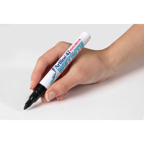 Artline 47 Wetrite Permanent Marker 1.5mm Bullet Nib Black Box of 12