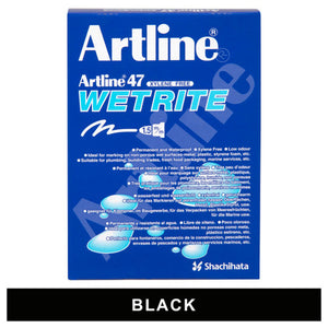 Artline 47 Wetrite box front with the 1.5 m/m nib symbol, above a black colour band