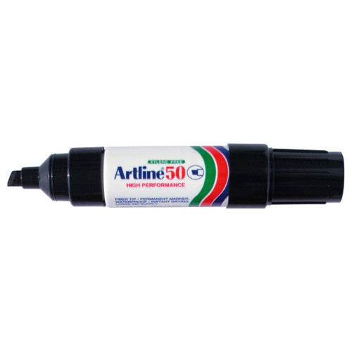 Artline 50 Permanent Marker 6mm Chisel Nib Black Box 12