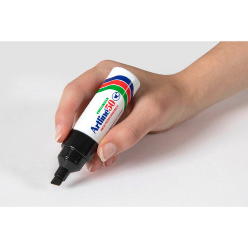 Artline 50 Permanent Marker 6mm Chisel Nib Black Box 12