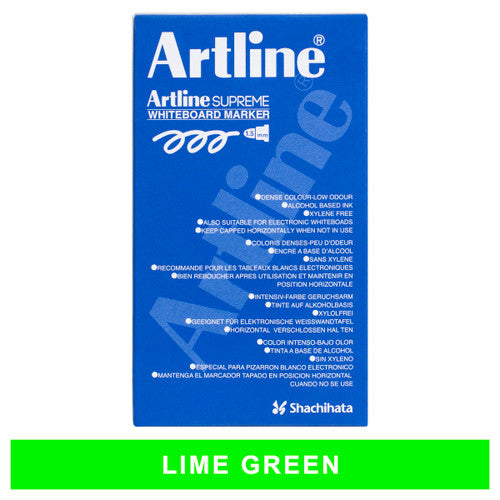 Artline Supreme Whiteboard Marker Lime Green Box 12