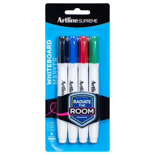 Artline Supreme Whiteboard Marker Assorted Pack 4