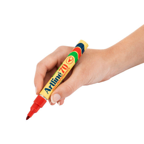 Artline 70 Permanent Marker 1.5mm Bullet Nib Red Box 12