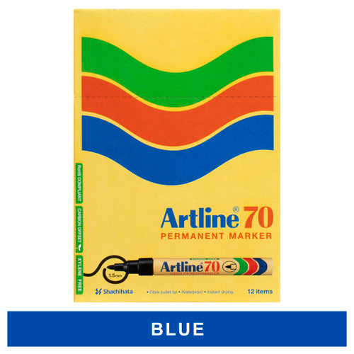 Artline 70 Permanent Marker 1.5mm Bullet Nib Blue Box 12