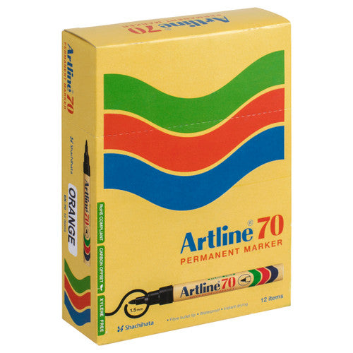 Artline 70 Permanent Marker 1.5mm Bullet Nib Orange Box 12