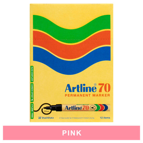 Artline 70 Permanent Marker 1.5mm Bullet Nib Pink Box 12