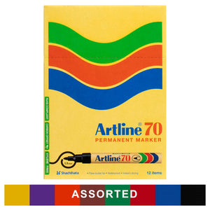 Artline 70 Permanent Marker 1.5mm Bullet Nib Assorted Box 12