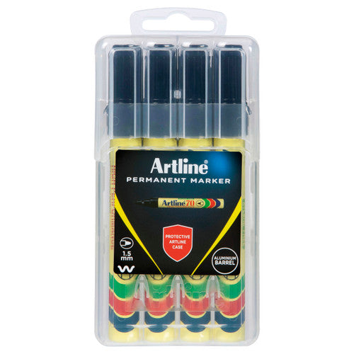 Artline 70 Permanent Marker 4PK Black Hardcase