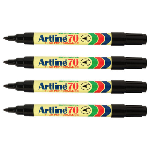Artline 70 Permanent Marker 4PK Black Hardcase