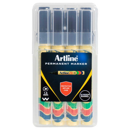 Artline 70 Permanent Marker 4PK Black Hardcase