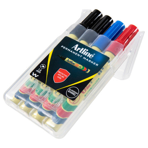 ARTLINE #107076HC 70 PERMANENT MARKER ASSORTED (HARDCASE) - 6 PACKS OF 4 PACK WALLETS