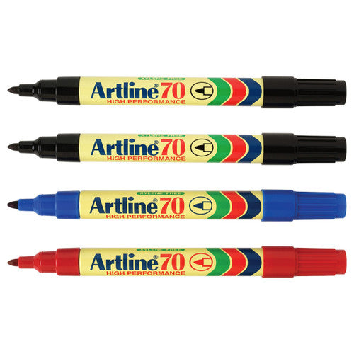 ARTLINE #107076HC 70 PERMANENT MARKER ASSORTED (HARDCASE) - 6 PACKS OF 4 PACK WALLETS