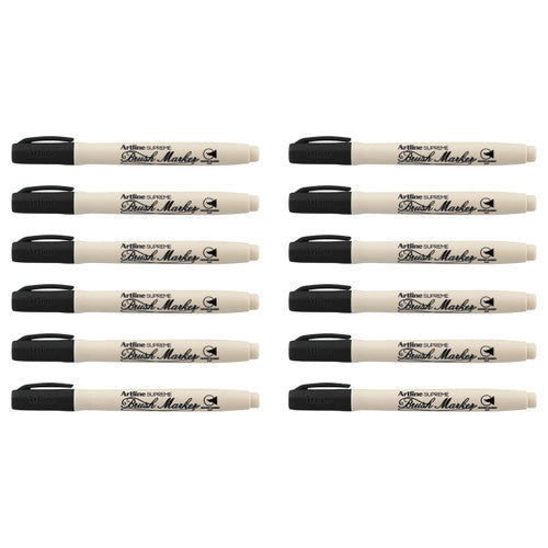 Artline Supreme Brush Marker Black Box of 12