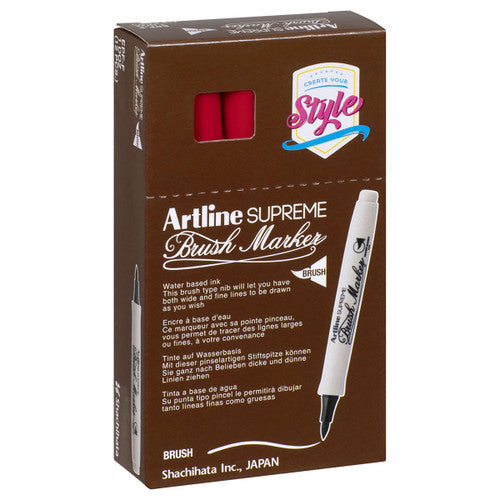 Artline Supreme Brush Marker Red Box of 12