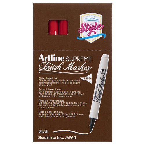 Artline Supreme Brush Marker Red Box of 12