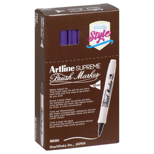 Artline Supreme Brush Marker Purple Box of 12
