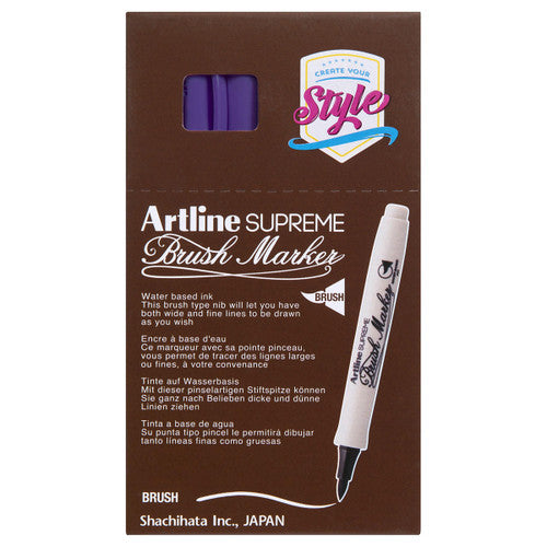 Artline Supreme Brush Marker Purple Box of 12