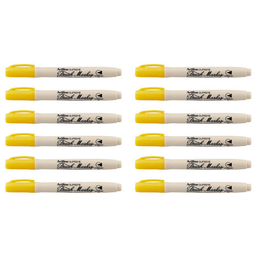 Artline Supreme Brush Marker Yellow Box of 12