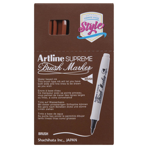 Artline Supreme Brush Marker Brown Box of 12