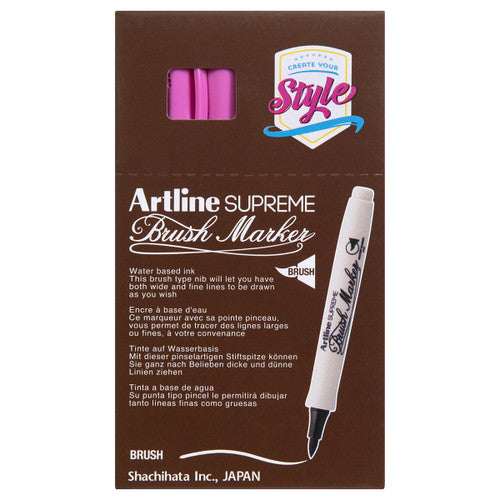 Artline Supreme Brush Marker Pink Box of 12