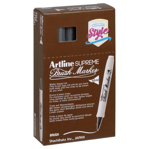 Artline Supreme Brush Marker Grey Box of 12