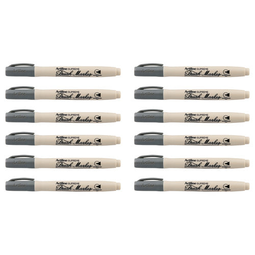 Artline Supreme Brush Marker Grey Box of 12