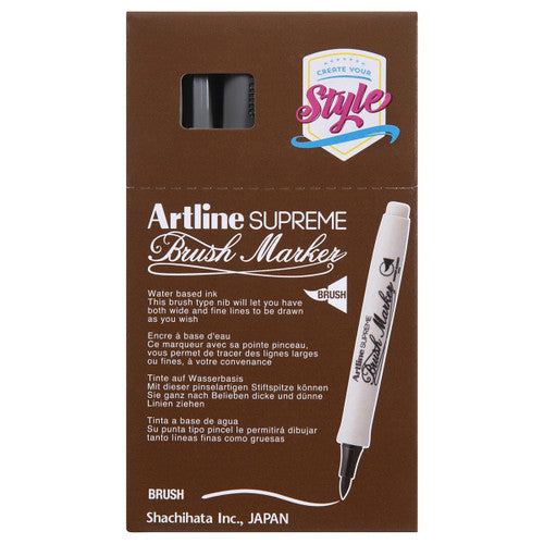 Artline Supreme Brush Marker Grey Box of 12
