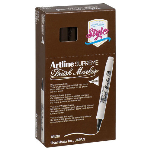 Artline Supreme Brush Marker Dark Brown Box of 12