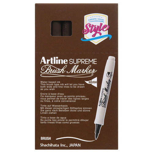 Artline Supreme Brush Marker Dark Brown Box of 12