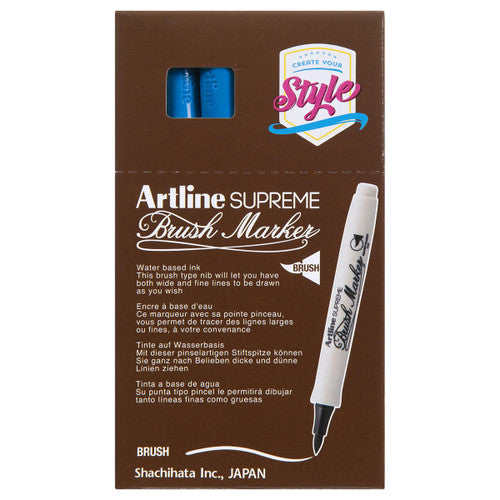 Artline Supreme Brush Marker Sky Blue Box of 12