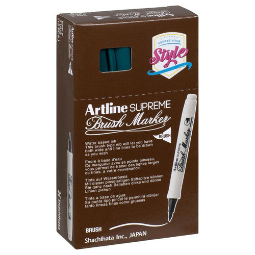 Artline Supreme Brush Marker Dark Green Box of 12