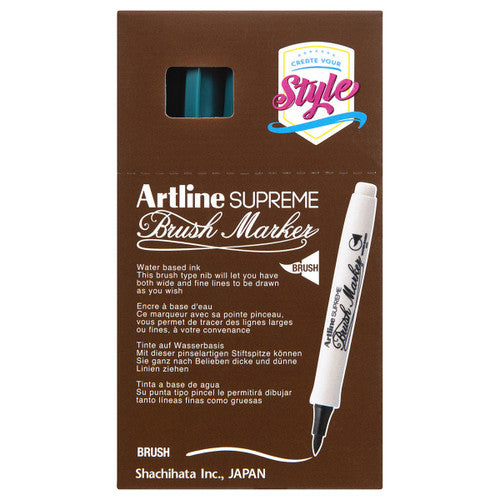 Artline Supreme Brush Marker Dark Green Box of 12