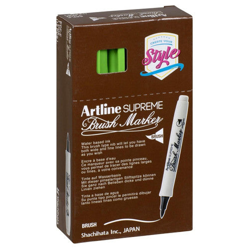 Artline Supreme Brush Marker Yellow Green Box of 12