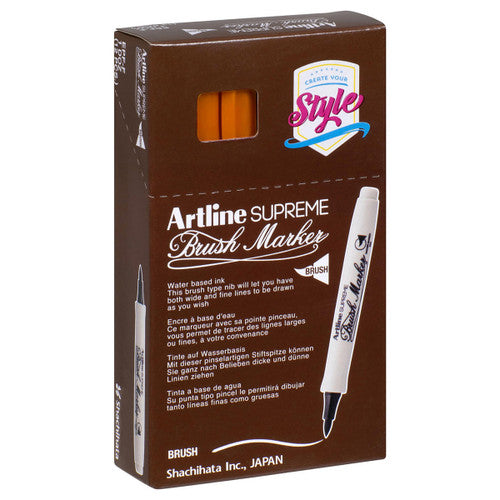 Artline Supreme Brush Marker Orange Box of 12