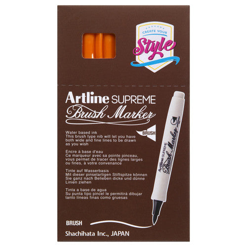 Artline Supreme Brush Marker Orange Box of 12