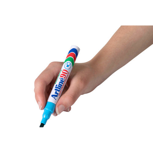 Artline 90 light blue permanent marker used for secondary colour tier in administrative filing system