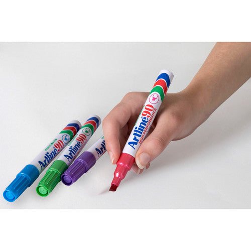 Artline 90 brights permanent markers individual colours from assorted box of 12 close up