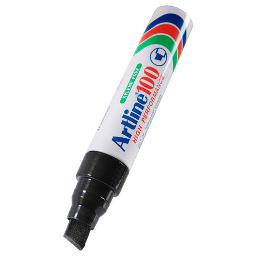 Artline 100 Permanent Marker 12mm Chisel Nib Hangsell Black