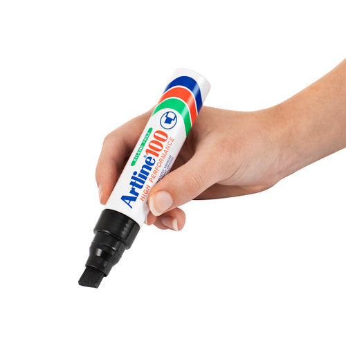 Artline 100 Permanent Marker 12mm Chisel Nib Hangsell Black