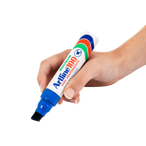 Artline 100 Permanent Marker 12mm Chisel Nib Hangsell Blue