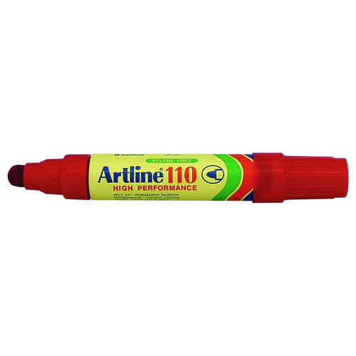 Artline 110 Permanent Marker 4mm Bullet Nib Red Box of 6