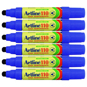 Artline 110 Permanent Marker 4mm Bullet Nib Blue Box of 6